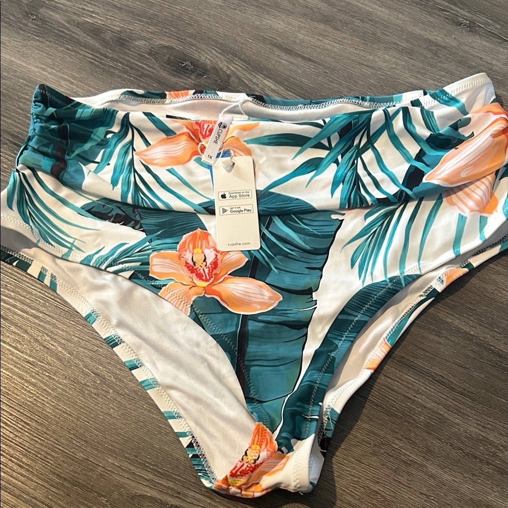 Cupshe Floral High-Waisted Bikini Bottom - Picture 2 of 3